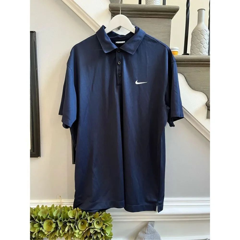 Nike Golf Blue Moisture Wick Polo Shirt sz XL EUC